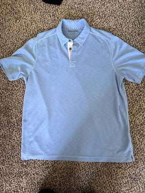 Johnston & Murphy Men's Vintage Slub Polo L Light Blue Modal Blend